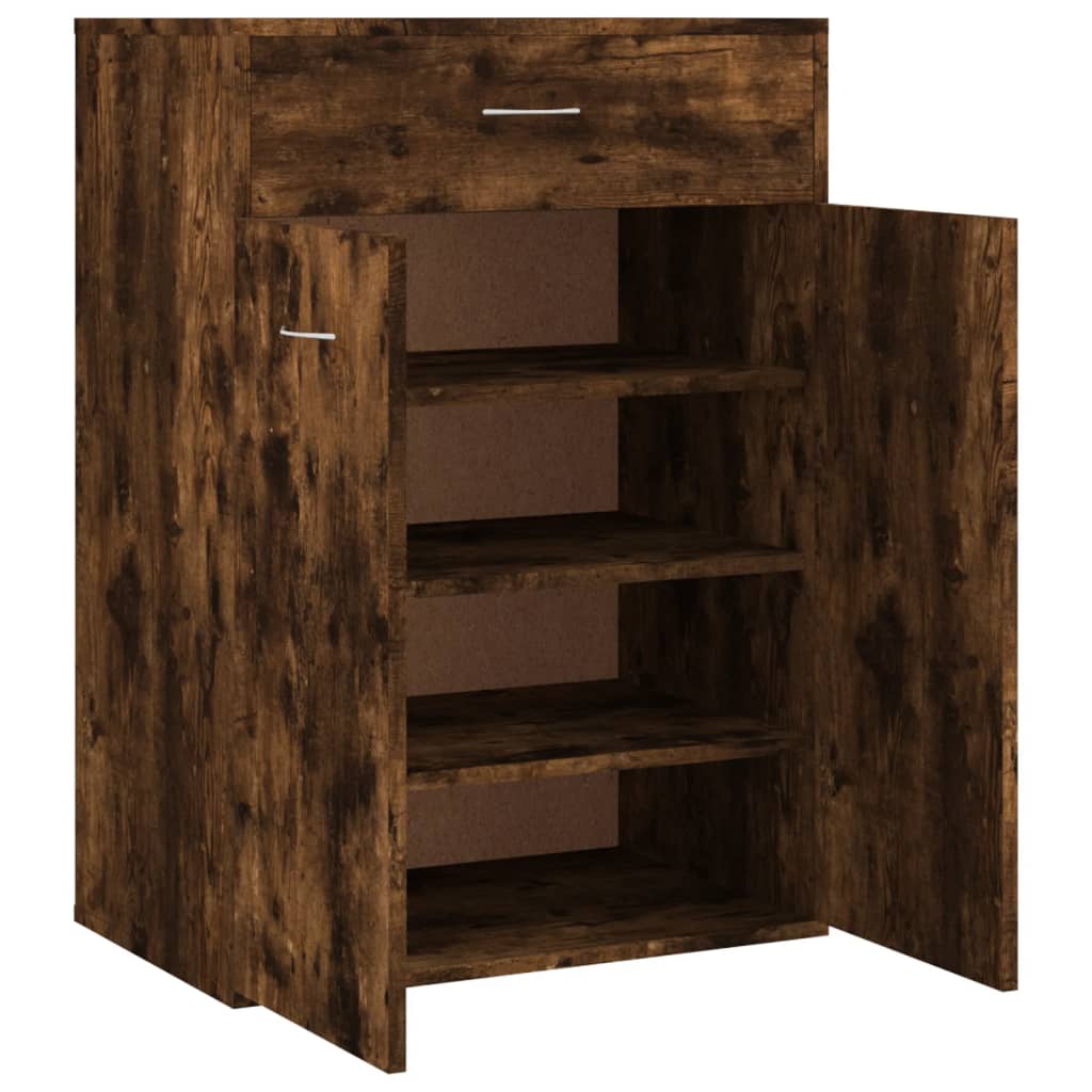 Schoenenkast 60x35x84 cm bewerkt hout gerookt eikenkleurig is nu te koop bij PeponiXL, paradijselijk wonen!