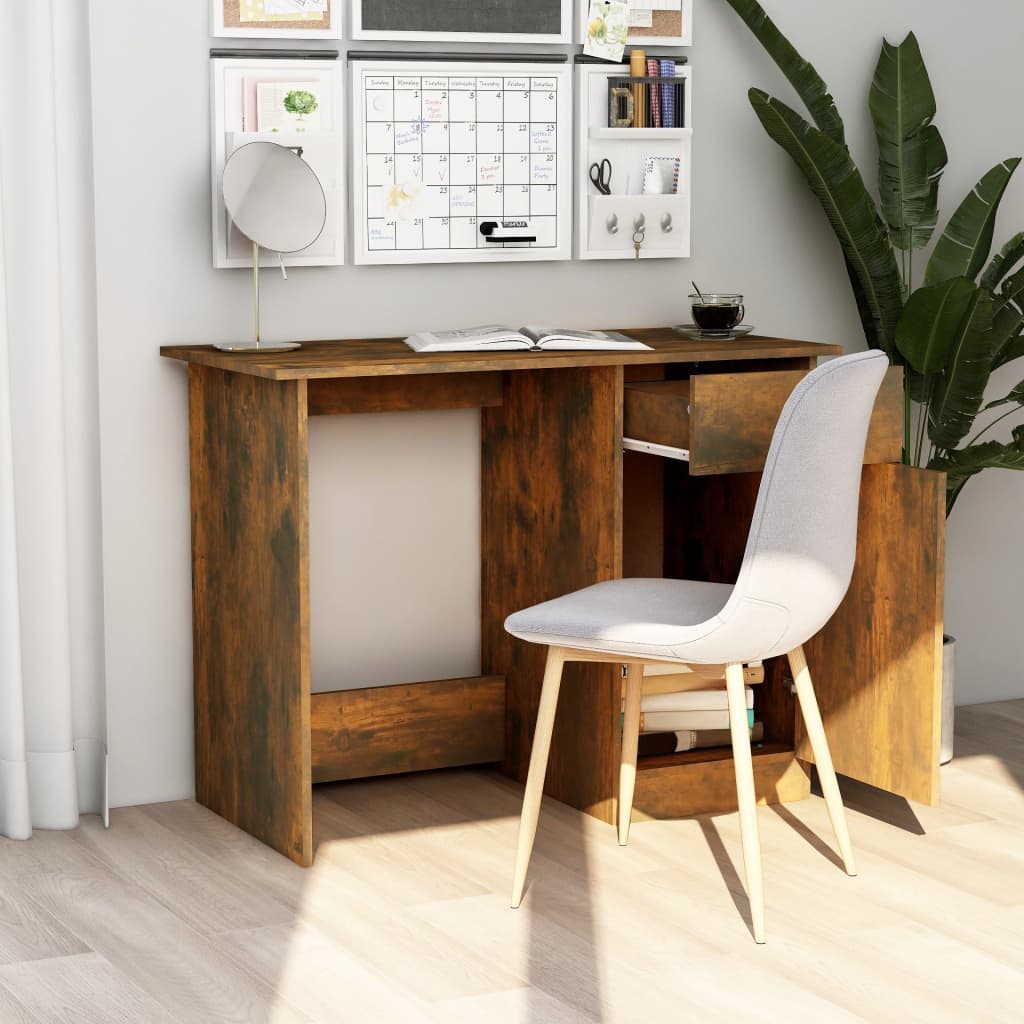 Bureau 100x50x76 cm bewerkt hout gerookt eikenkleurig is nu te koop bij PeponiXL, paradijselijk wonen!