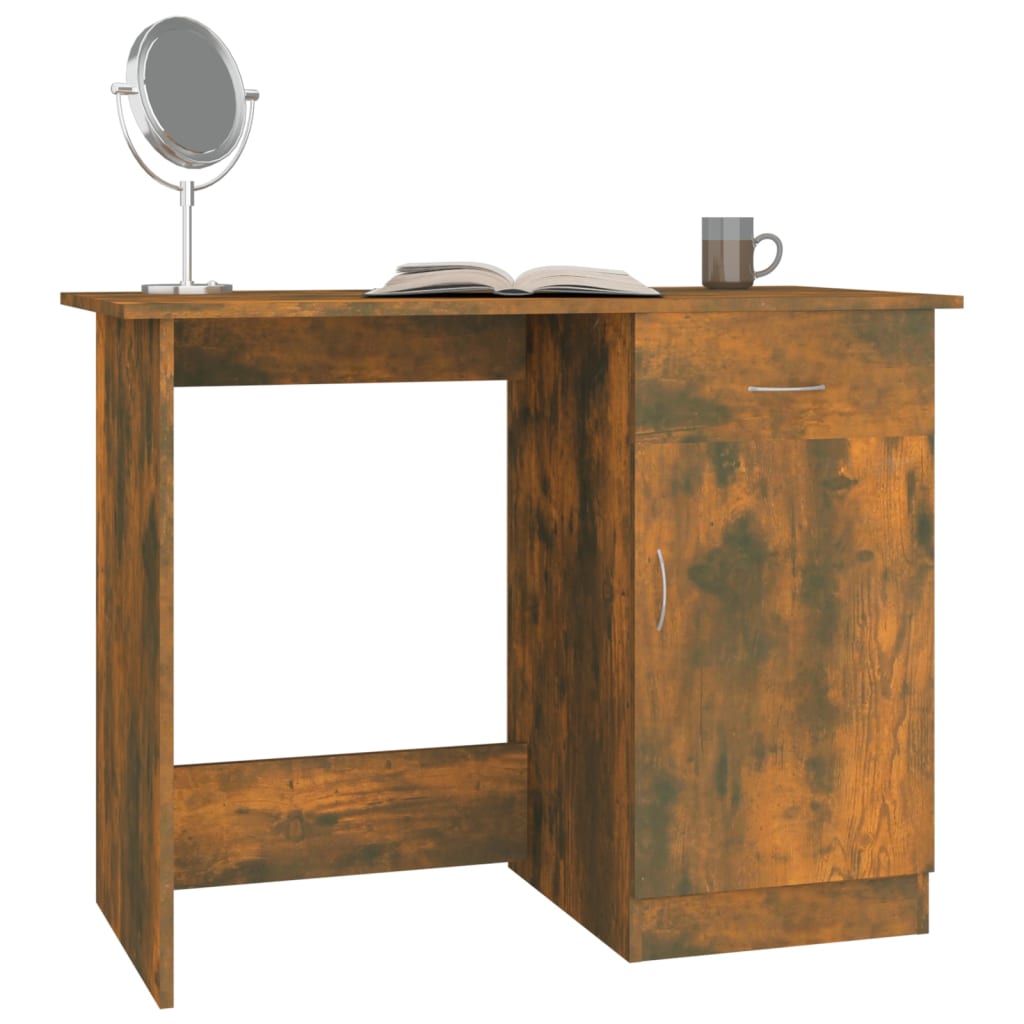 Bureau 100x50x76 cm bewerkt hout gerookt eikenkleurig is nu te koop bij PeponiXL, paradijselijk wonen!
