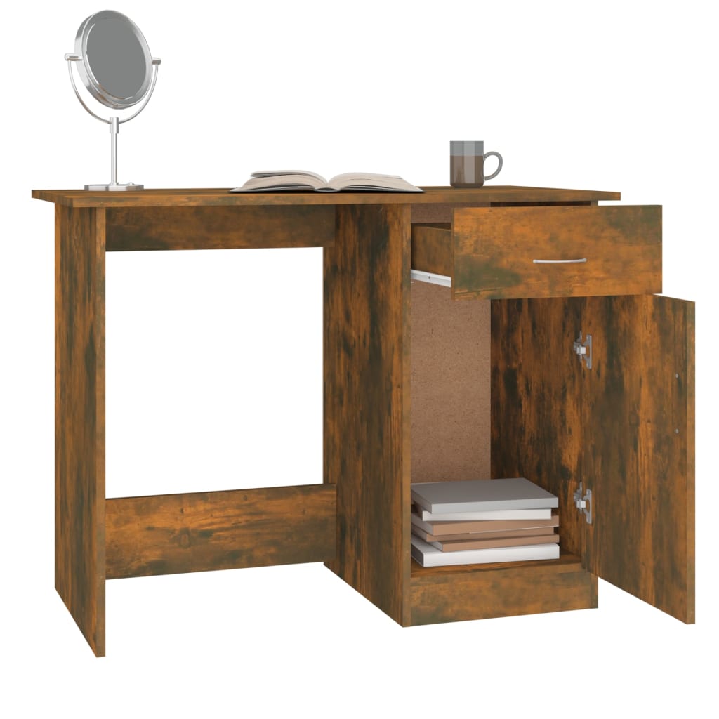 Bureau 100x50x76 cm bewerkt hout gerookt eikenkleurig is nu te koop bij PeponiXL, paradijselijk wonen!