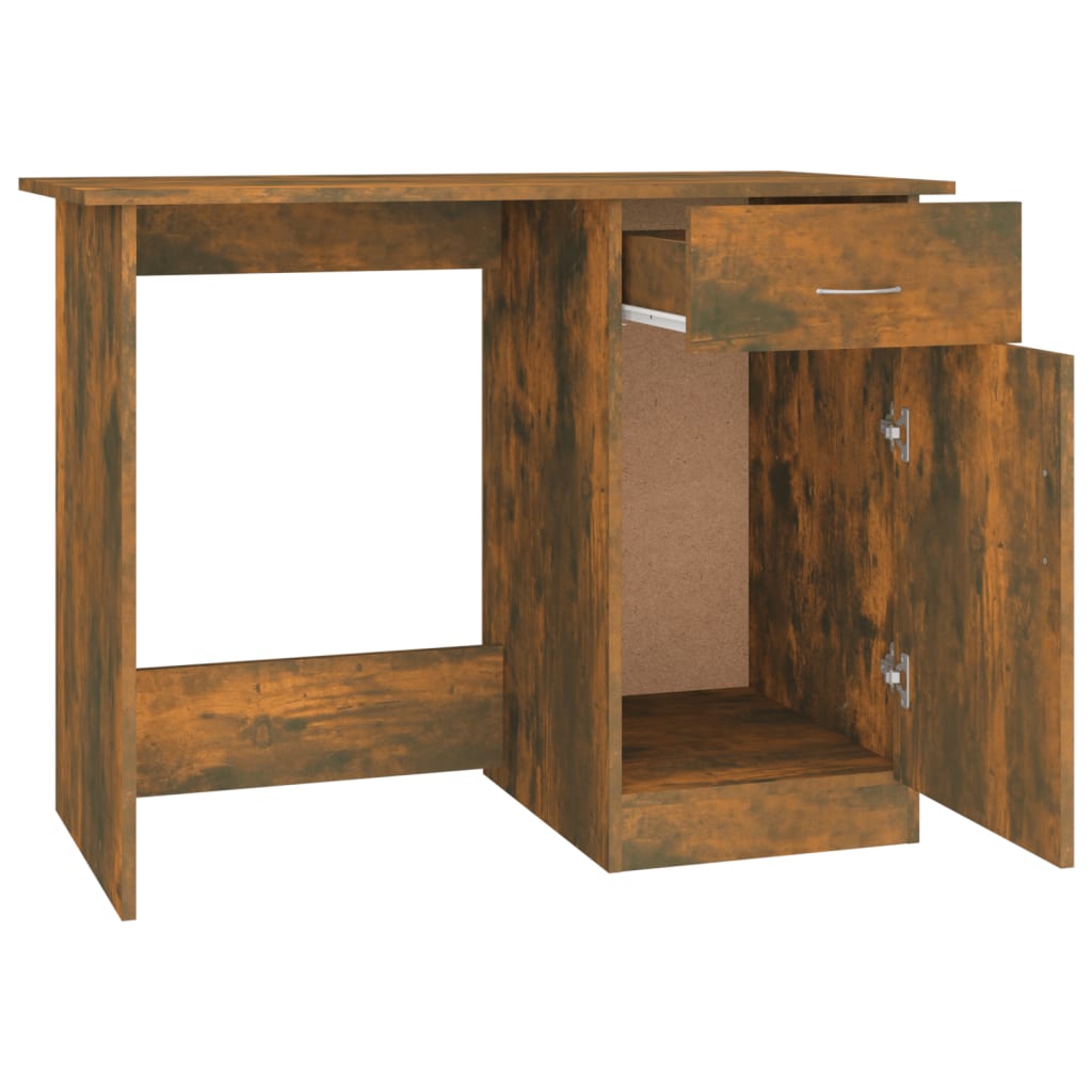 Bureau 100x50x76 cm bewerkt hout gerookt eikenkleurig is nu te koop bij PeponiXL, paradijselijk wonen!