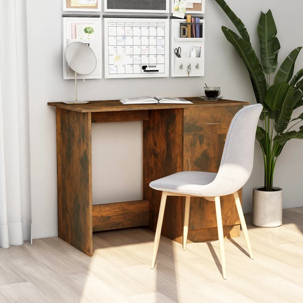 Bureau 100x50x76 cm bewerkt hout gerookt eikenkleurig is nu te koop bij PeponiXL, paradijselijk wonen!