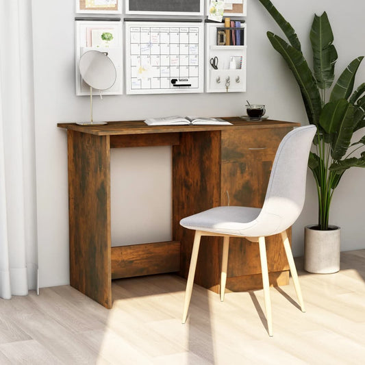 Bureau 100x50x76 cm bewerkt hout gerookt eikenkleurig is nu te koop bij PeponiXL, paradijselijk wonen!