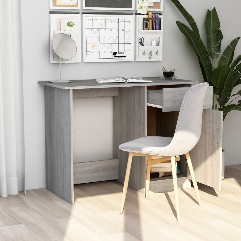 Bureau 100x50x76 cm bewerkt hout grijs sonoma eikenkleurig is nu te koop bij PeponiXL, paradijselijk wonen!