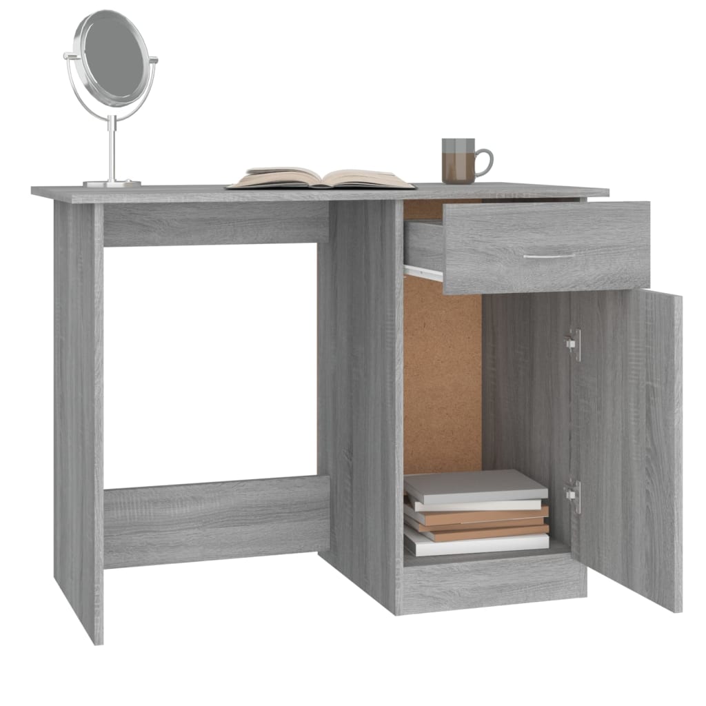Bureau 100x50x76 cm bewerkt hout grijs sonoma eikenkleurig is nu te koop bij PeponiXL, paradijselijk wonen!