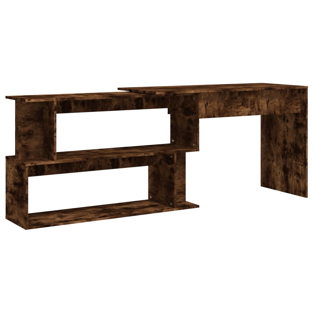Hoekbureau 200x50x76 cm bewerkt hout gerookt eikenkleur is nu te koop bij PeponiXL, paradijselijk wonen!