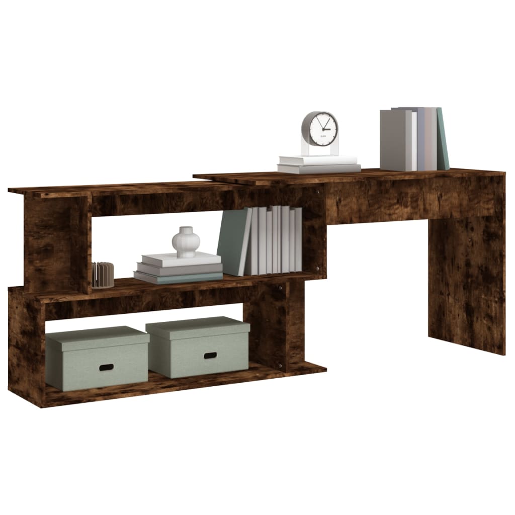 Hoekbureau 200x50x76 cm bewerkt hout gerookt eikenkleur is nu te koop bij PeponiXL, paradijselijk wonen!