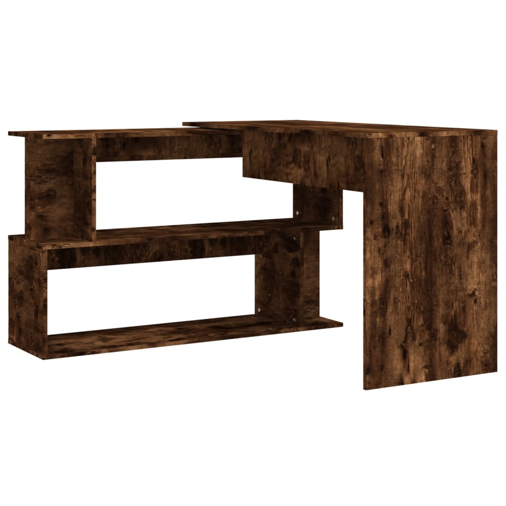 Hoekbureau 200x50x76 cm bewerkt hout gerookt eikenkleur is nu te koop bij PeponiXL, paradijselijk wonen!