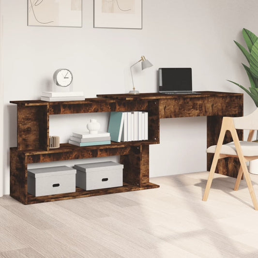 Hoekbureau 200x50x76 cm bewerkt hout gerookt eikenkleur is nu te koop bij PeponiXL, paradijselijk wonen!