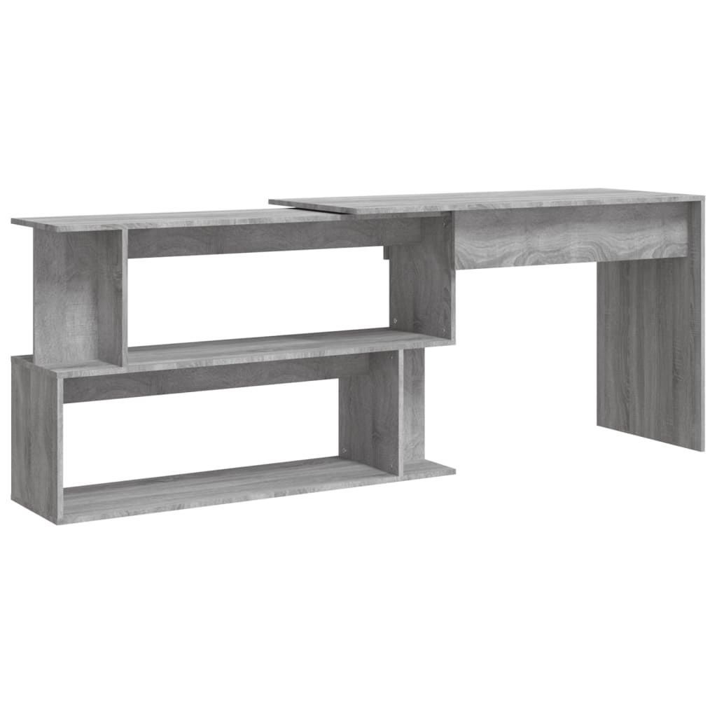 Hoekbureau 200x50x76 cm bewerkt hout grijs sonoma eiken is nu te koop bij PeponiXL, paradijselijk wonen!