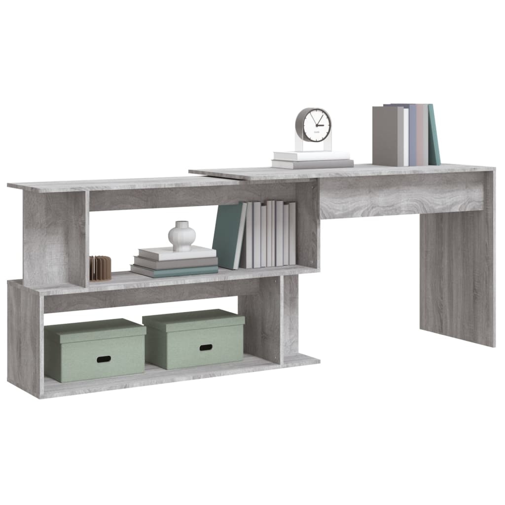 Hoekbureau 200x50x76 cm bewerkt hout grijs sonoma eiken is nu te koop bij PeponiXL, paradijselijk wonen!
