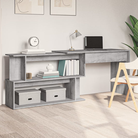 Hoekbureau 200x50x76 cm bewerkt hout grijs sonoma eiken is nu te koop bij PeponiXL, paradijselijk wonen!