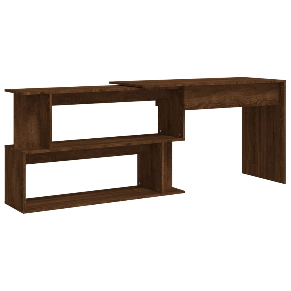 Hoekbureau 200x50x76 cm bewerkt hout bruin eikenkleur is nu te koop bij PeponiXL, paradijselijk wonen!