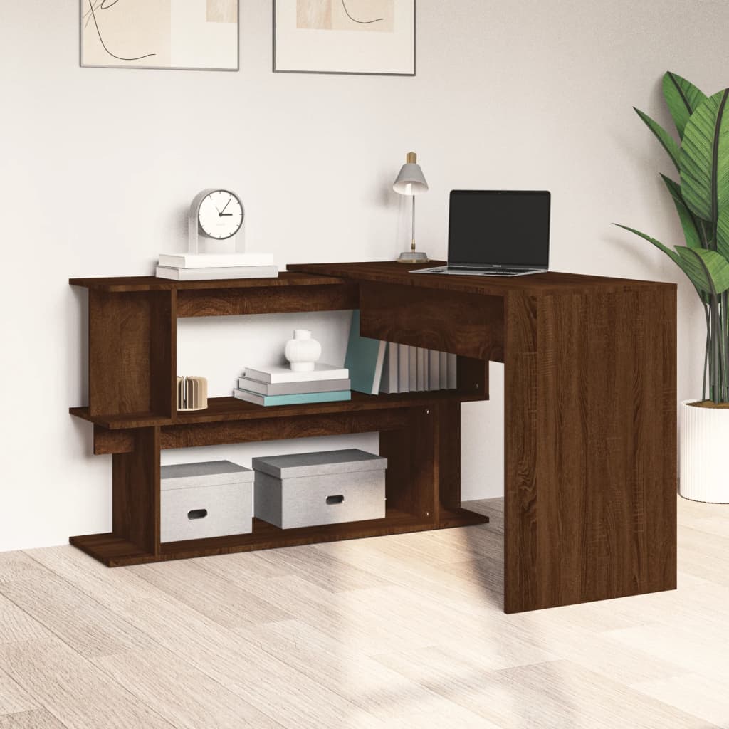 Hoekbureau 200x50x76 cm bewerkt hout bruin eikenkleur is nu te koop bij PeponiXL, paradijselijk wonen!