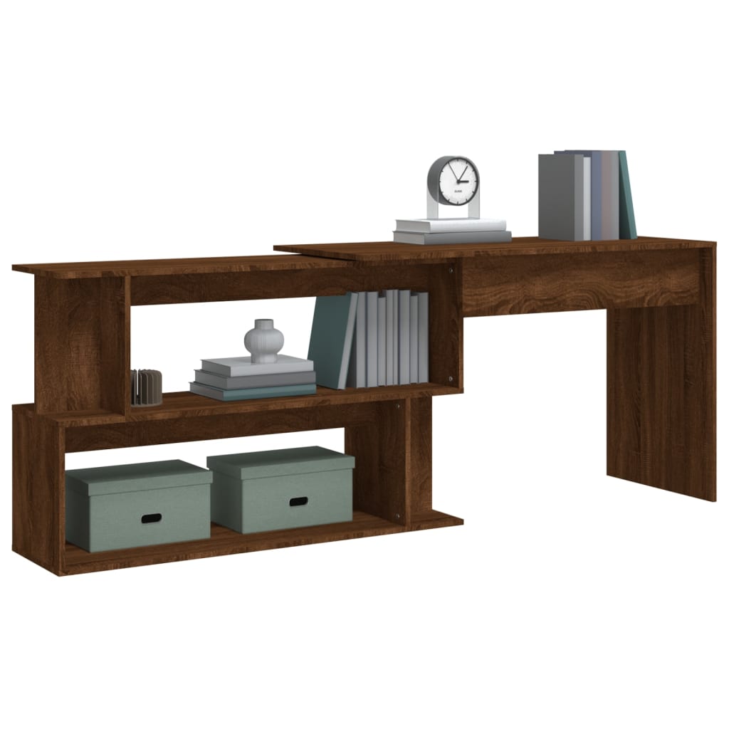 Hoekbureau 200x50x76 cm bewerkt hout bruin eikenkleur is nu te koop bij PeponiXL, paradijselijk wonen!