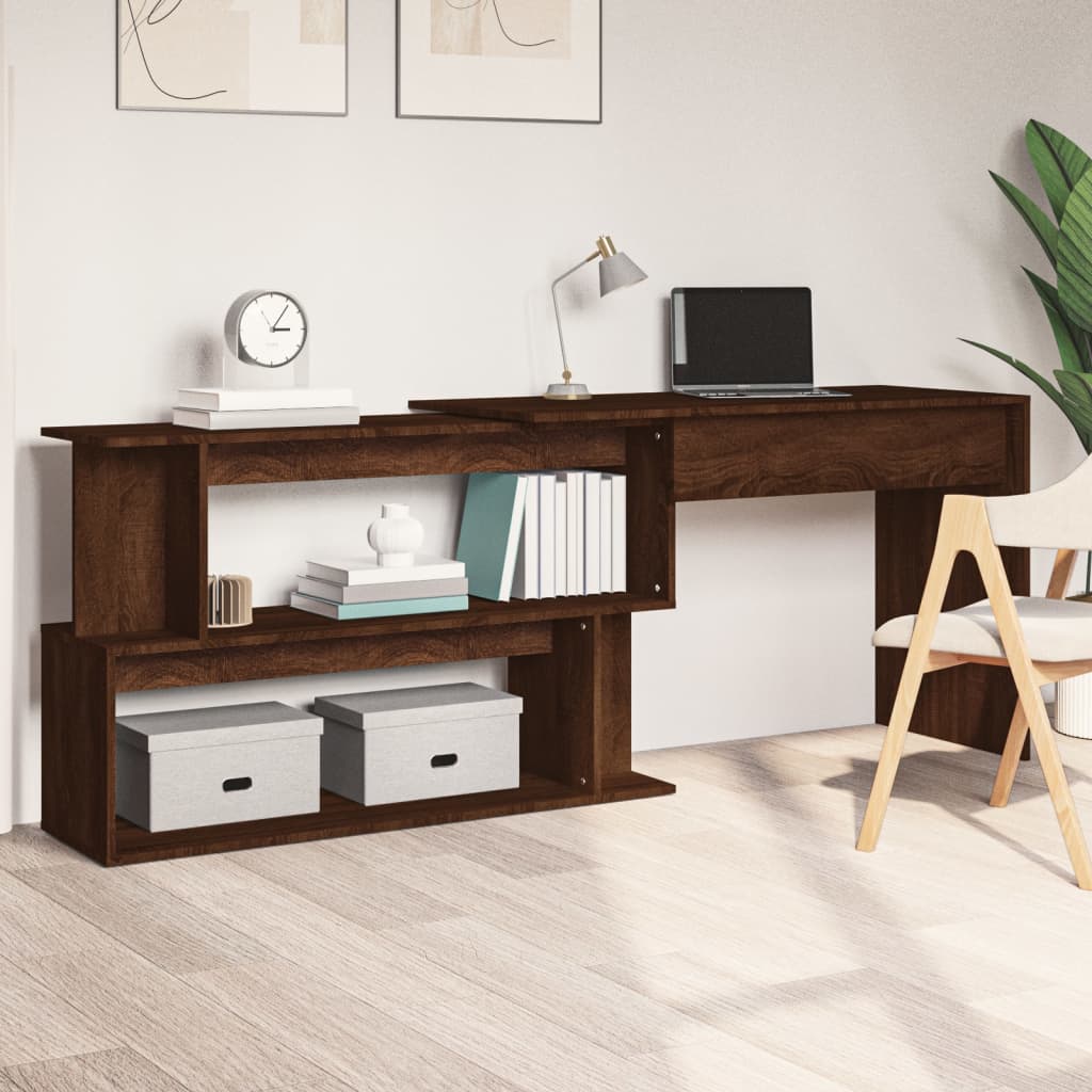 Hoekbureau 200x50x76 cm bewerkt hout bruin eikenkleur is nu te koop bij PeponiXL, paradijselijk wonen!