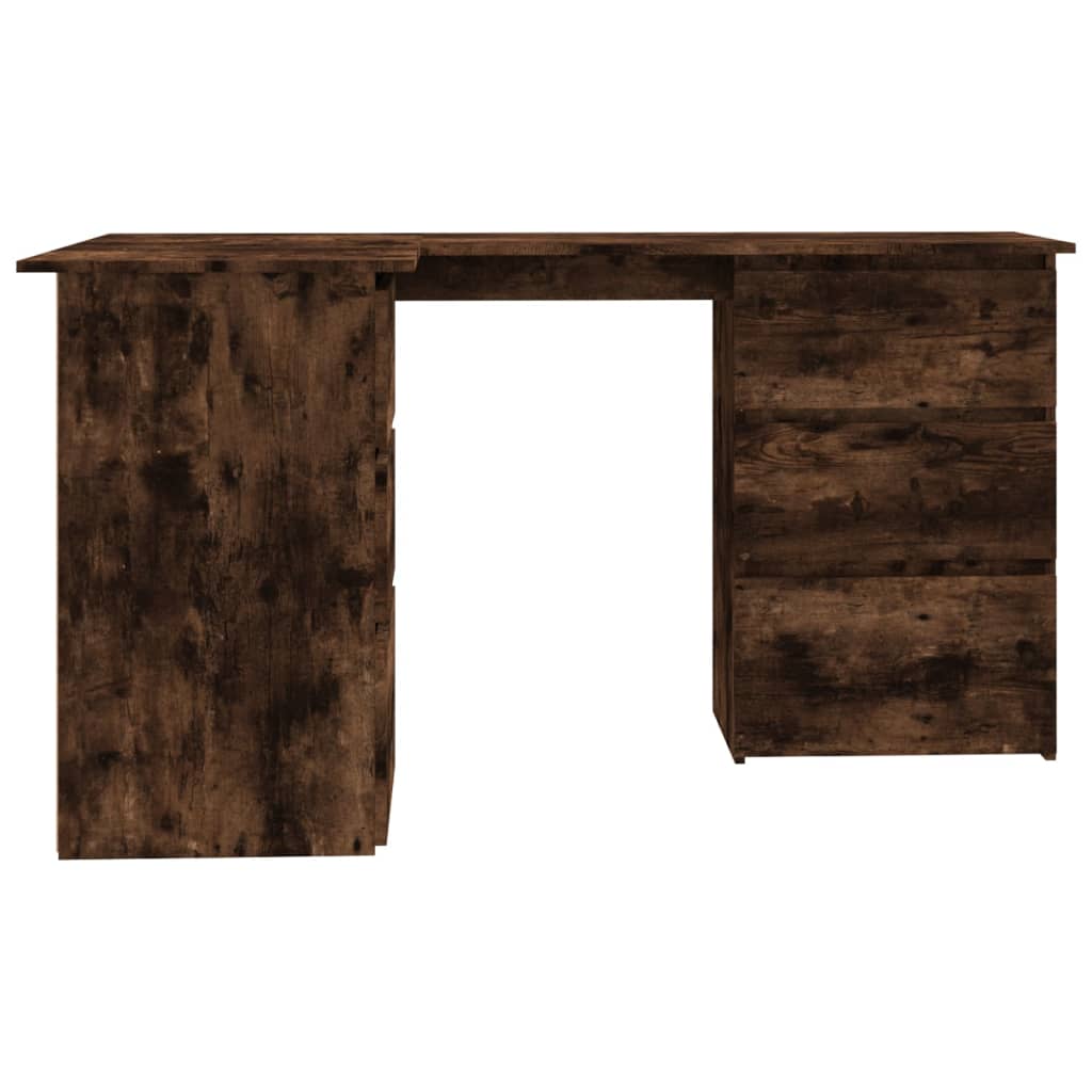 Hoekbureau 145x100x76 cm bewerkt hout gerookt eikenkleurig is nu te koop bij PeponiXL, paradijselijk wonen!