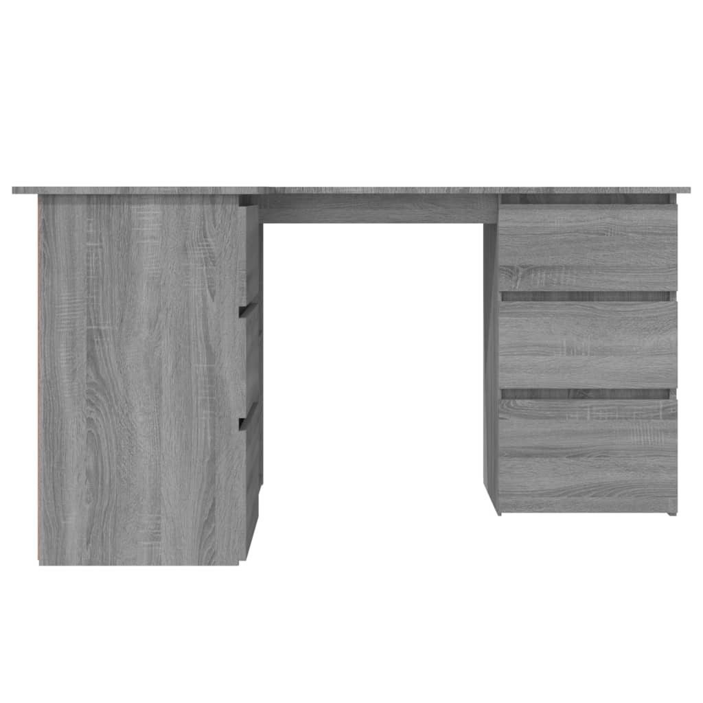 Hoekbureau 145x100x76 cm bewerkt hout grijs sonoma eikenkleurig is nu te koop bij PeponiXL, paradijselijk wonen!