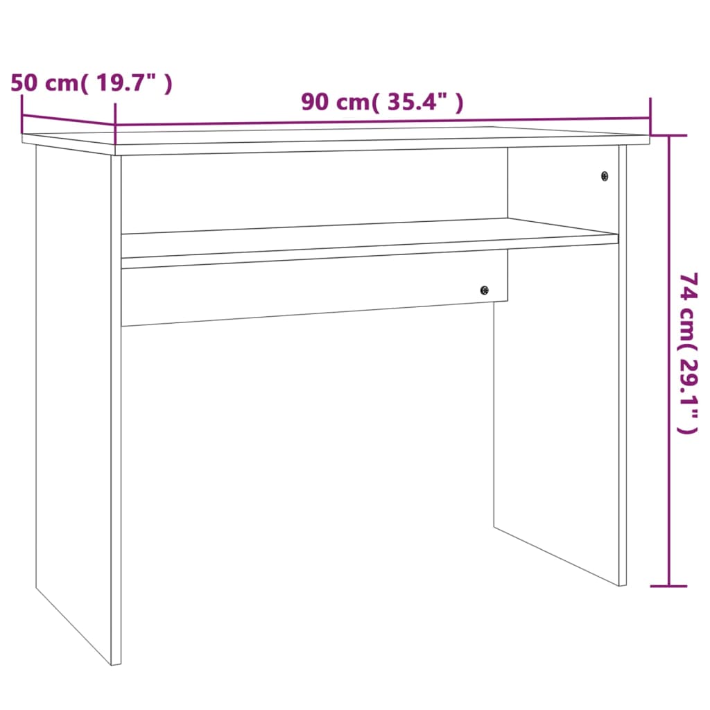 Bureau 90x50x74 cm bewerkt hout gerookt eikenkleurig is nu te koop bij PeponiXL, paradijselijk wonen!