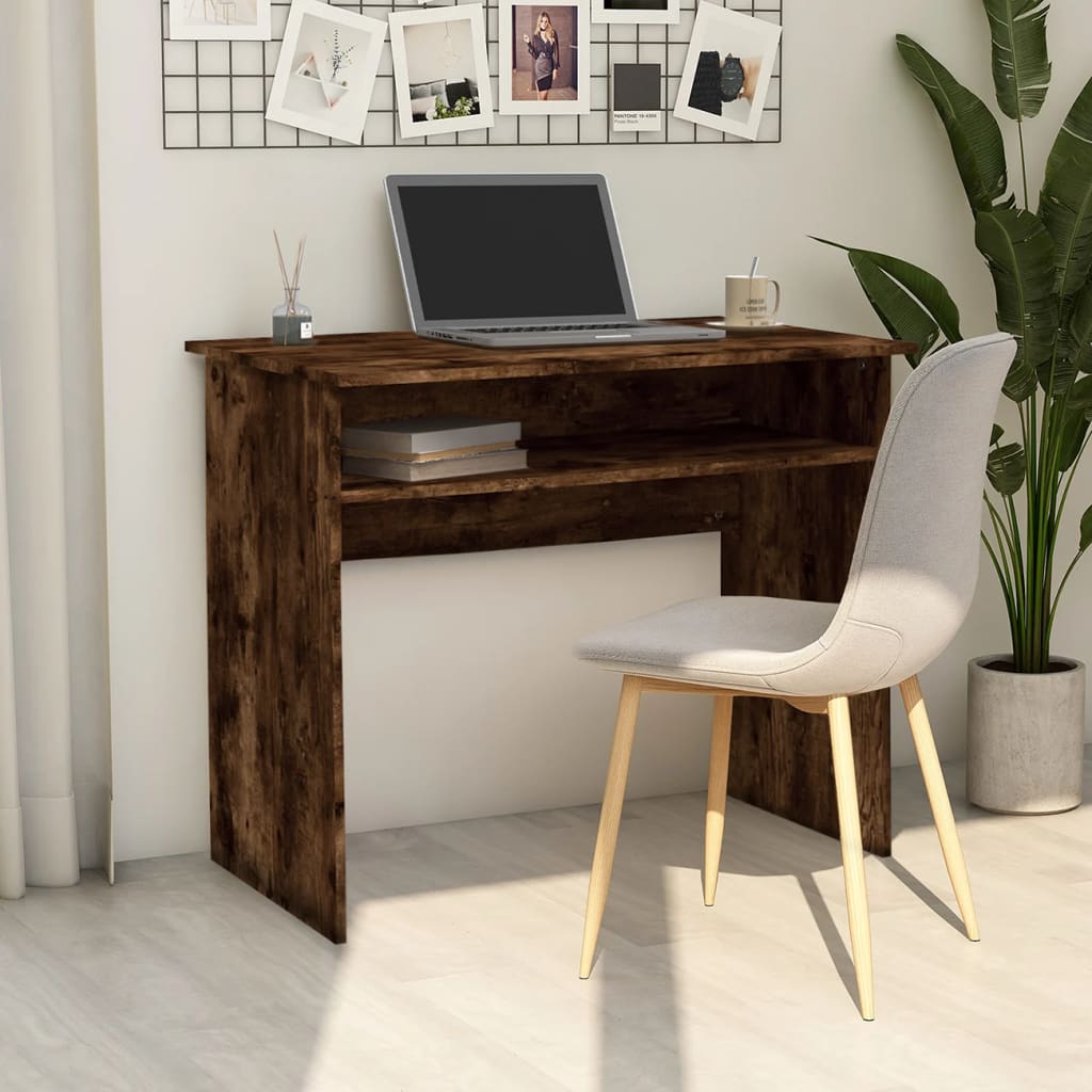 Bureau 90x50x74 cm bewerkt hout gerookt eikenkleurig is nu te koop bij PeponiXL, paradijselijk wonen!