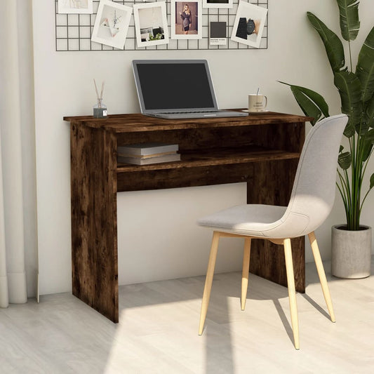 Bureau 90x50x74 cm bewerkt hout gerookt eikenkleurig is nu te koop bij PeponiXL, paradijselijk wonen!