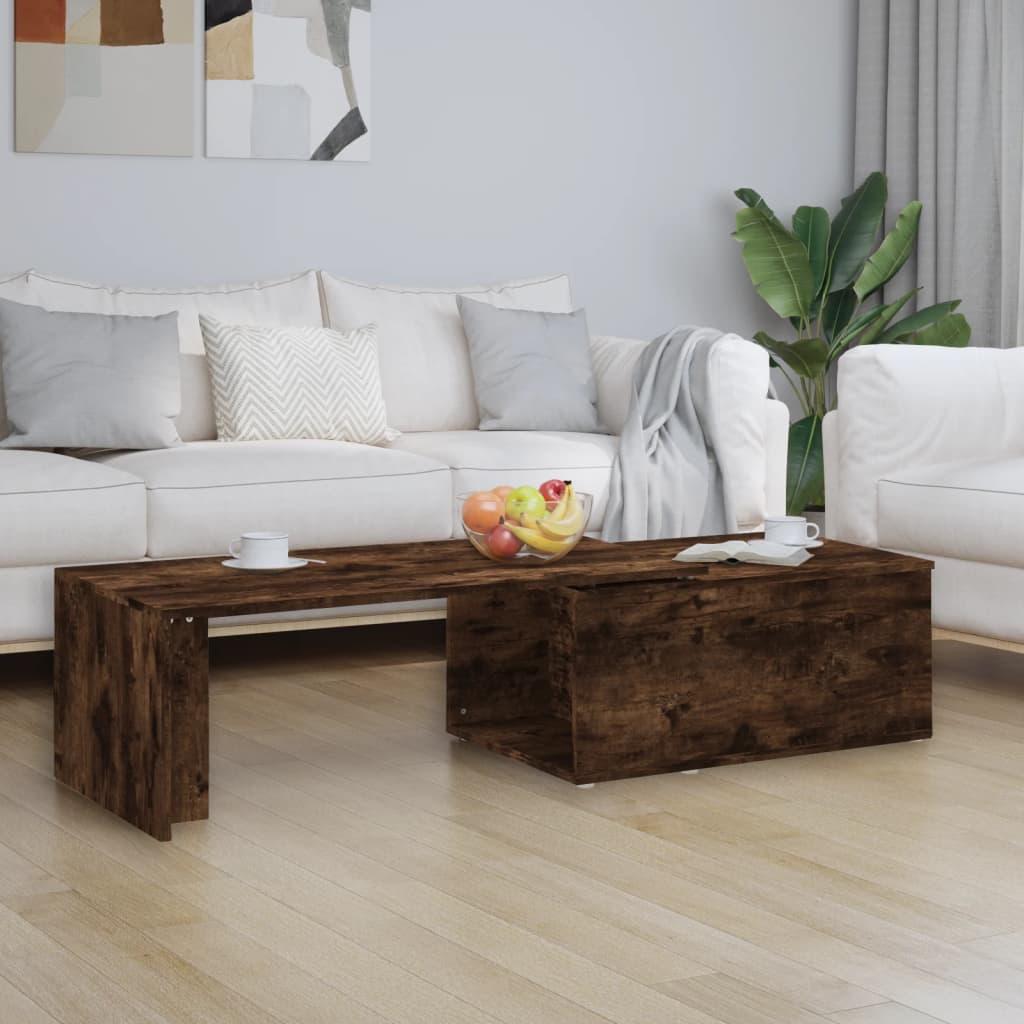 Salontafel 150x50x35 cm bewerkt hout gerookt eikenkleurig is nu te koop bij PeponiXL, paradijselijk wonen!