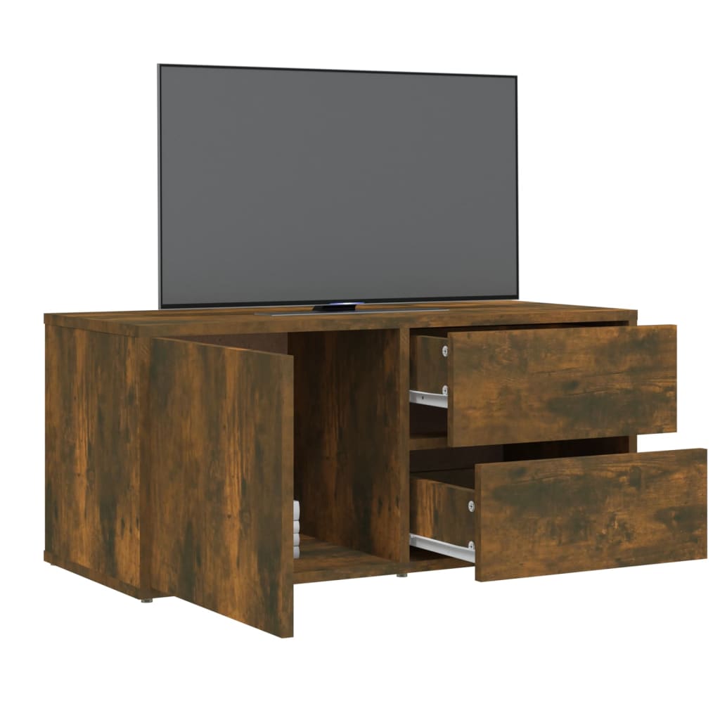 Tv-meubel 80x34x36 cm bewerkt hout gerookt eikenkleurig is nu te koop bij PeponiXL, paradijselijk wonen!