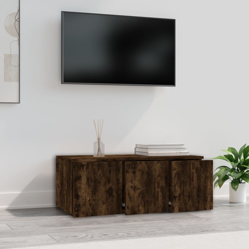 Tv-meubel 80x34x30 cm bewerkt hout gerookt eikenkleurig is nu te koop bij PeponiXL, paradijselijk wonen!