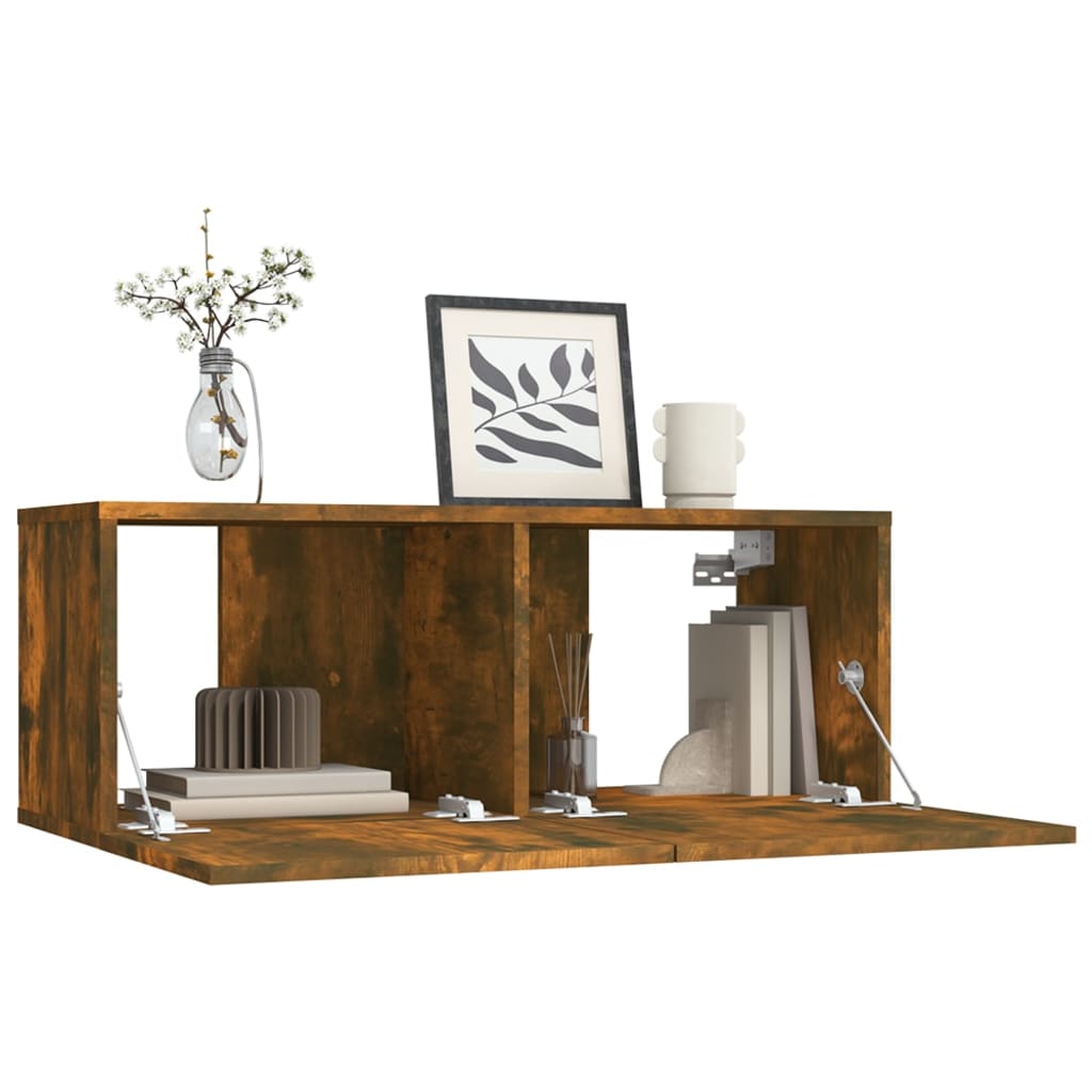 Tv-meubel 80x30x30 cm bewerkt hout gerookt eikenkleurig is nu te koop bij PeponiXL, paradijselijk wonen!