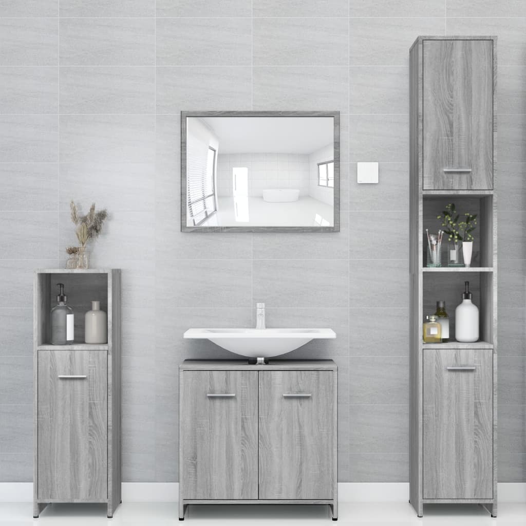 Badkamerkast 30x30x183,5 cm bewerkt hout grijs sonoma eiken is nu te koop bij PeponiXL, paradijselijk wonen!
