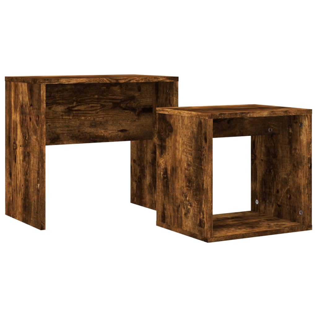 2-delige Tafeltjesset bewerkt hout gerookt eikenkleurig is nu te koop bij PeponiXL, paradijselijk wonen!