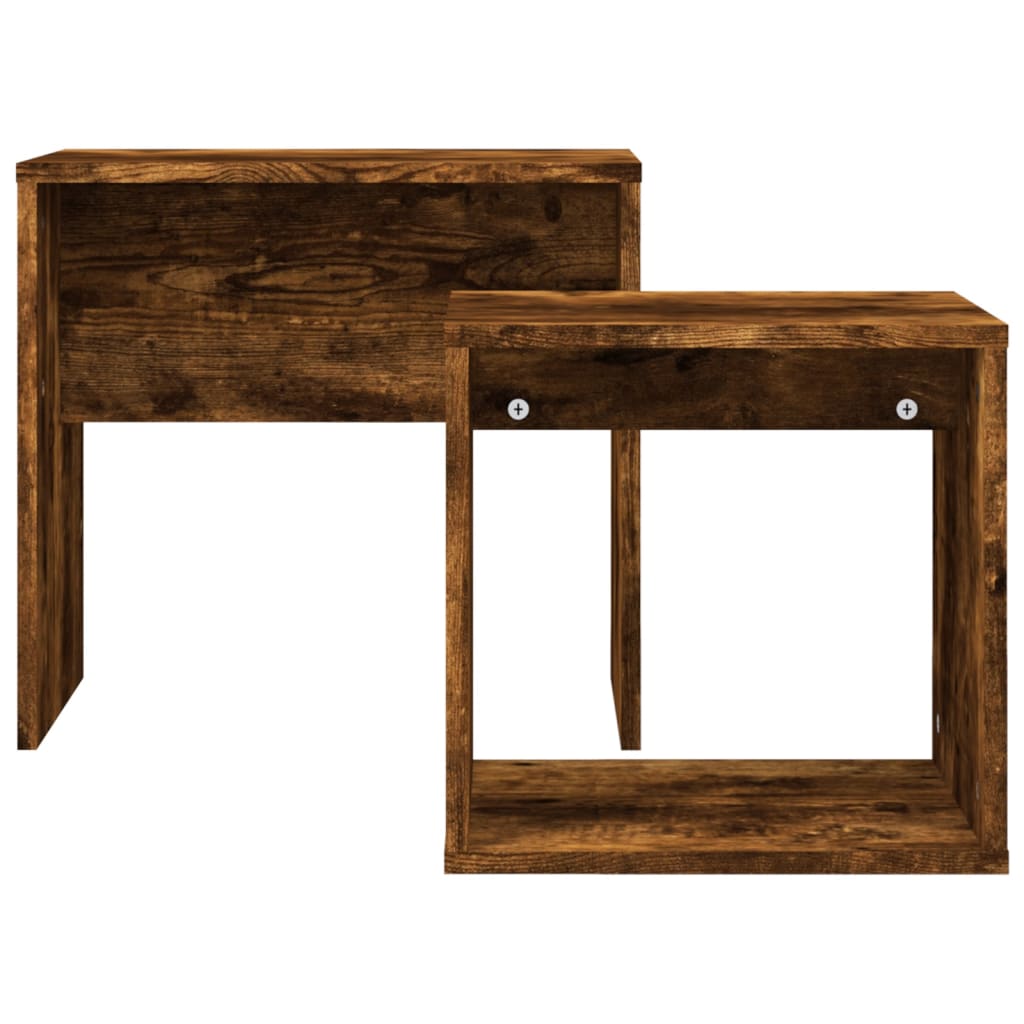 2-delige Tafeltjesset bewerkt hout gerookt eikenkleurig is nu te koop bij PeponiXL, paradijselijk wonen!