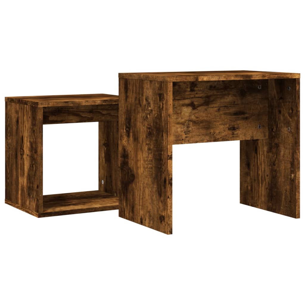 2-delige Tafeltjesset bewerkt hout gerookt eikenkleurig is nu te koop bij PeponiXL, paradijselijk wonen!