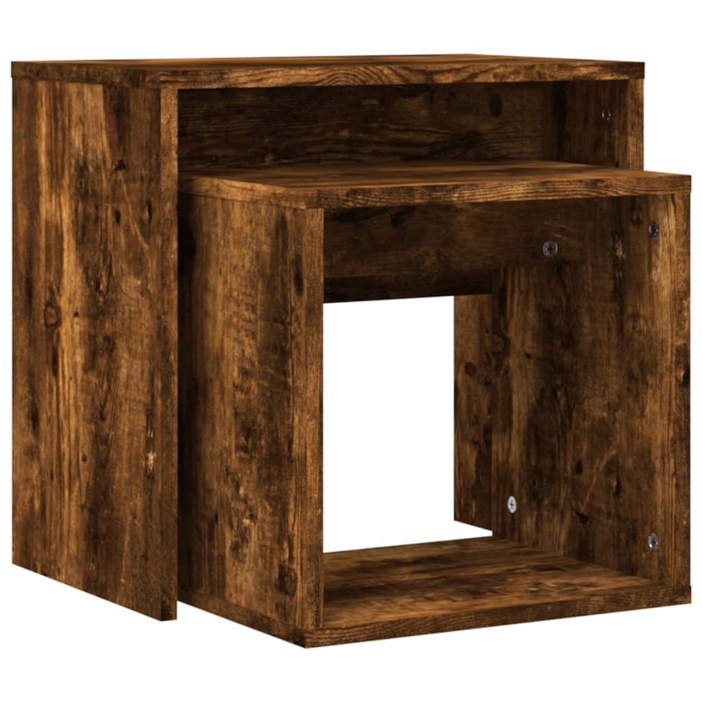 2-delige Tafeltjesset bewerkt hout gerookt eikenkleurig is nu te koop bij PeponiXL, paradijselijk wonen!
