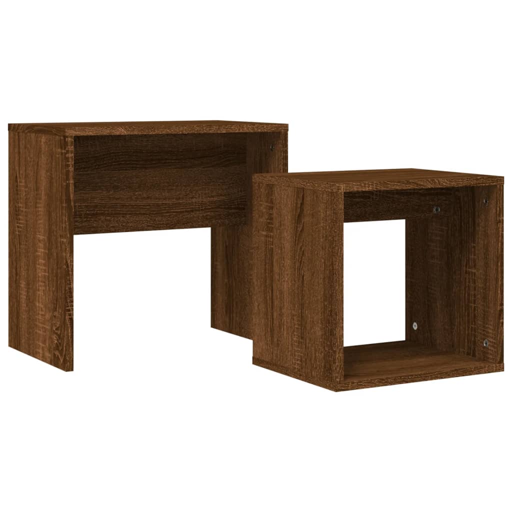 2-delige Tafeltjesset bewerkt hout bruin eikenkleur is nu te koop bij PeponiXL, paradijselijk wonen!
