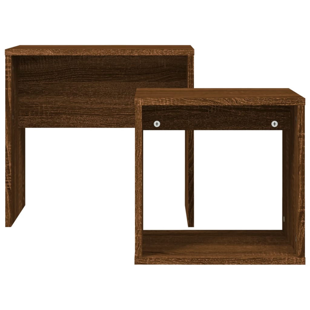 2-delige Tafeltjesset bewerkt hout bruin eikenkleur is nu te koop bij PeponiXL, paradijselijk wonen!