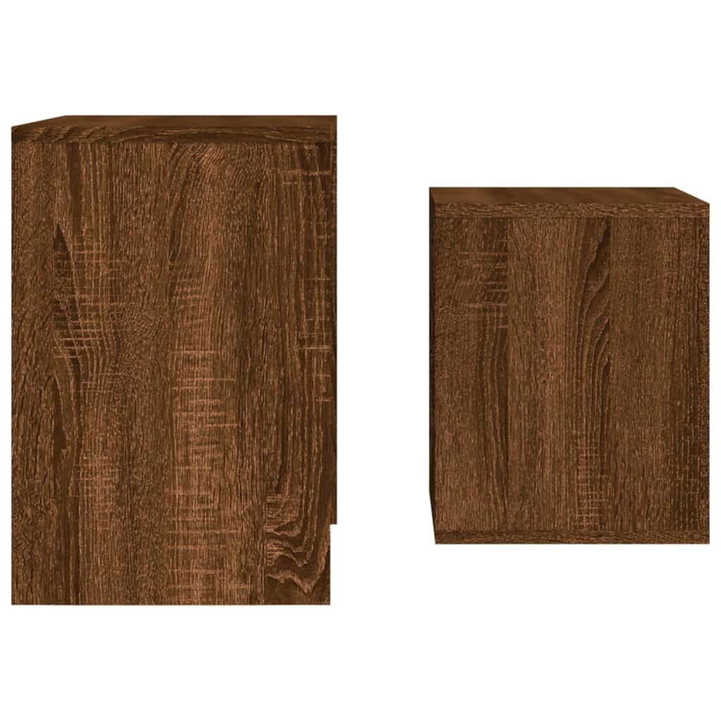 2-delige Tafeltjesset bewerkt hout bruin eikenkleur is nu te koop bij PeponiXL, paradijselijk wonen!