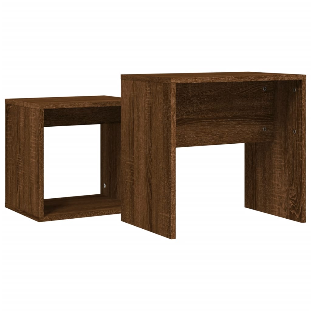 2-delige Tafeltjesset bewerkt hout bruin eikenkleur is nu te koop bij PeponiXL, paradijselijk wonen!