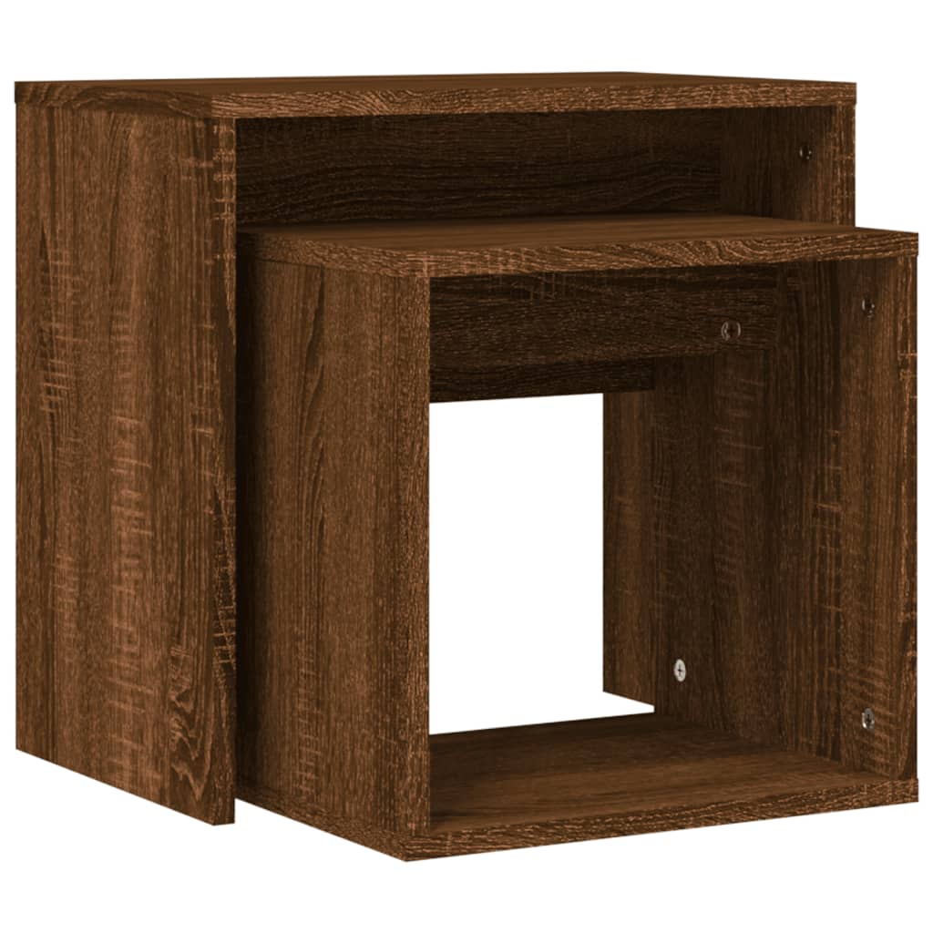 2-delige Tafeltjesset bewerkt hout bruin eikenkleur is nu te koop bij PeponiXL, paradijselijk wonen!