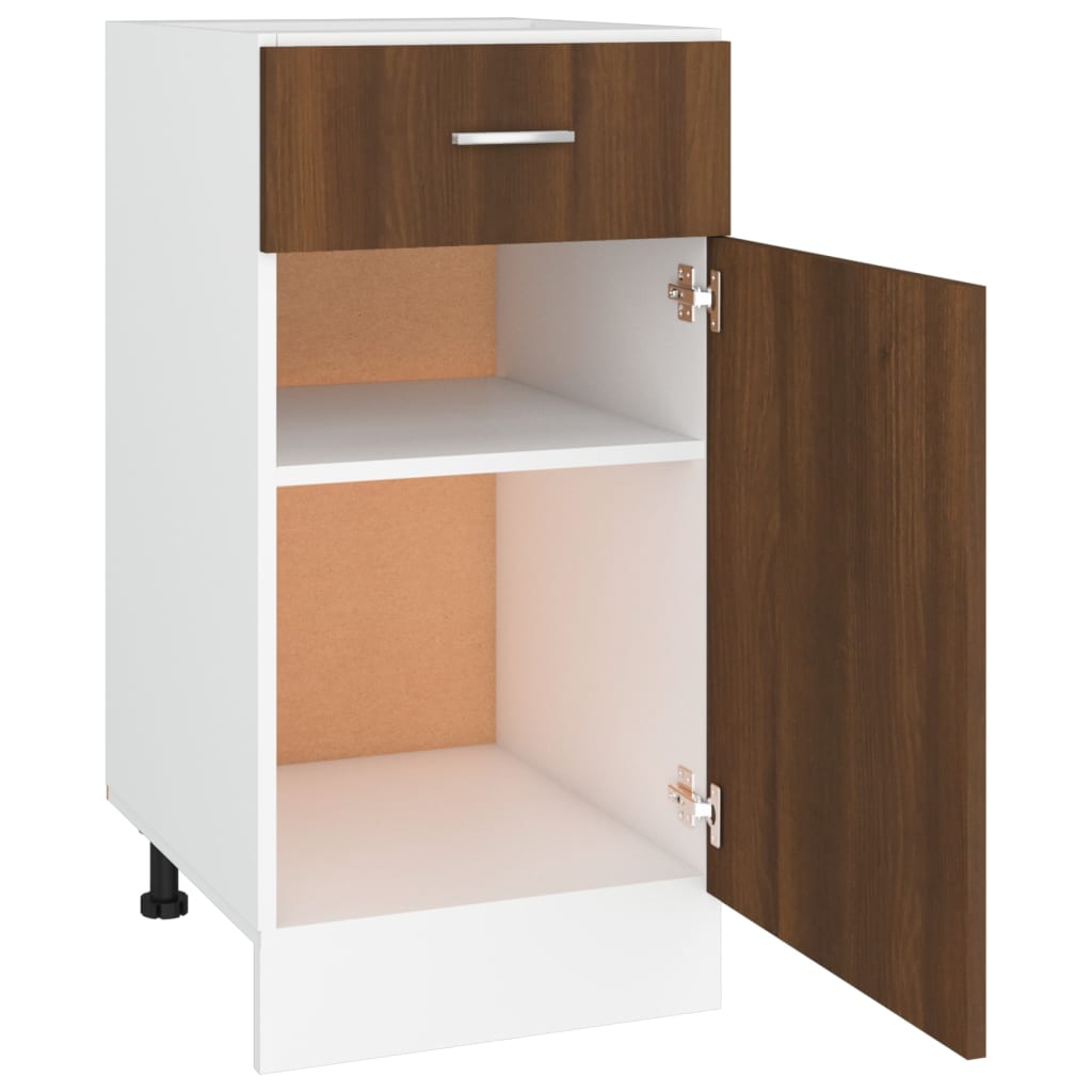 Onderkast met lade Lyon 40x46x81,5 cm bewerkt hout bruin eikenkleur is nu te koop bij PeponiXL, paradijselijk wonen!