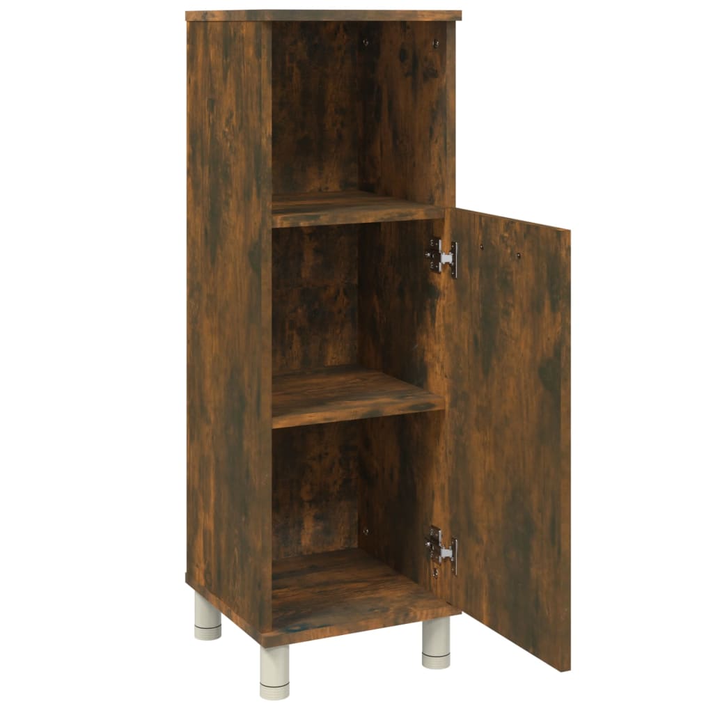 Badkamerkast 30x30x95 cm bewerkt hout gerookt eikenkleurig is nu te koop bij PeponiXL, paradijselijk wonen!