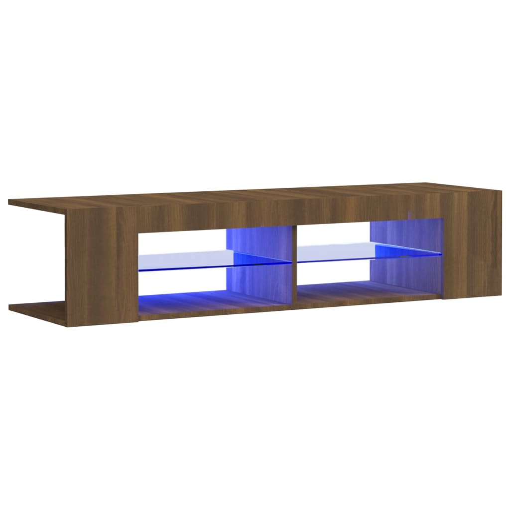 Tv-meubel met LED-verlichting 135x39x30 cm bruin eikenkleur is nu te koop bij PeponiXL, paradijselijk wonen!