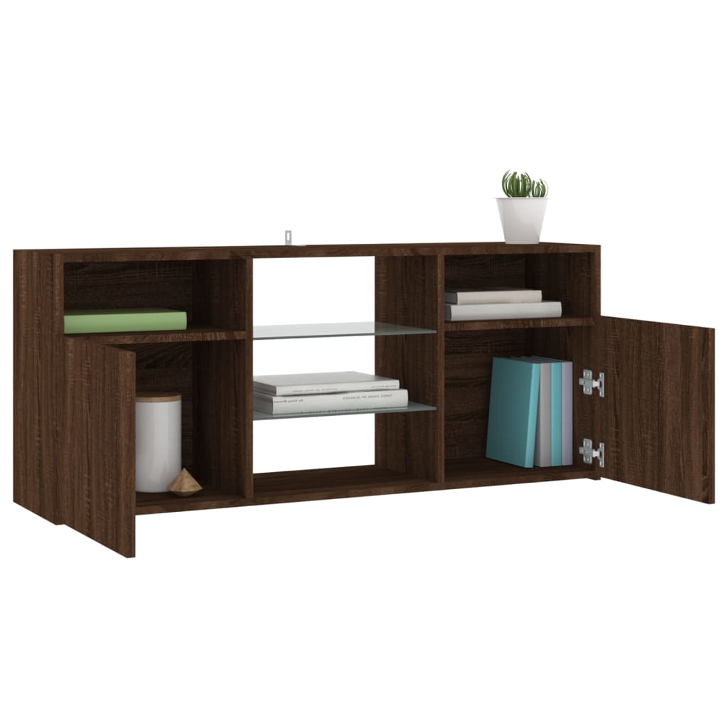 Tv-meubel met LED-verlichting 120x30x50 cm bruin eikenkleur is nu te koop bij PeponiXL, paradijselijk wonen!
