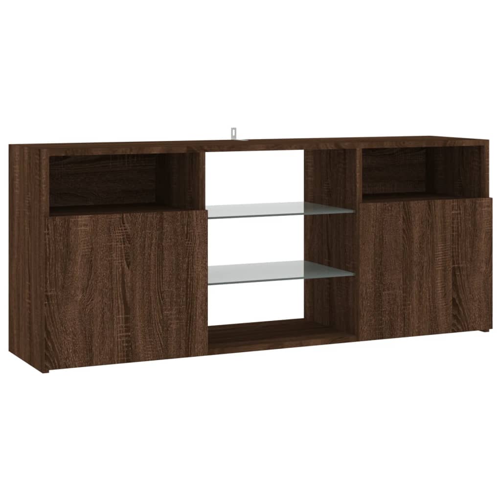 Tv-meubel met LED-verlichting 120x30x50 cm bruin eikenkleur is nu te koop bij PeponiXL, paradijselijk wonen!