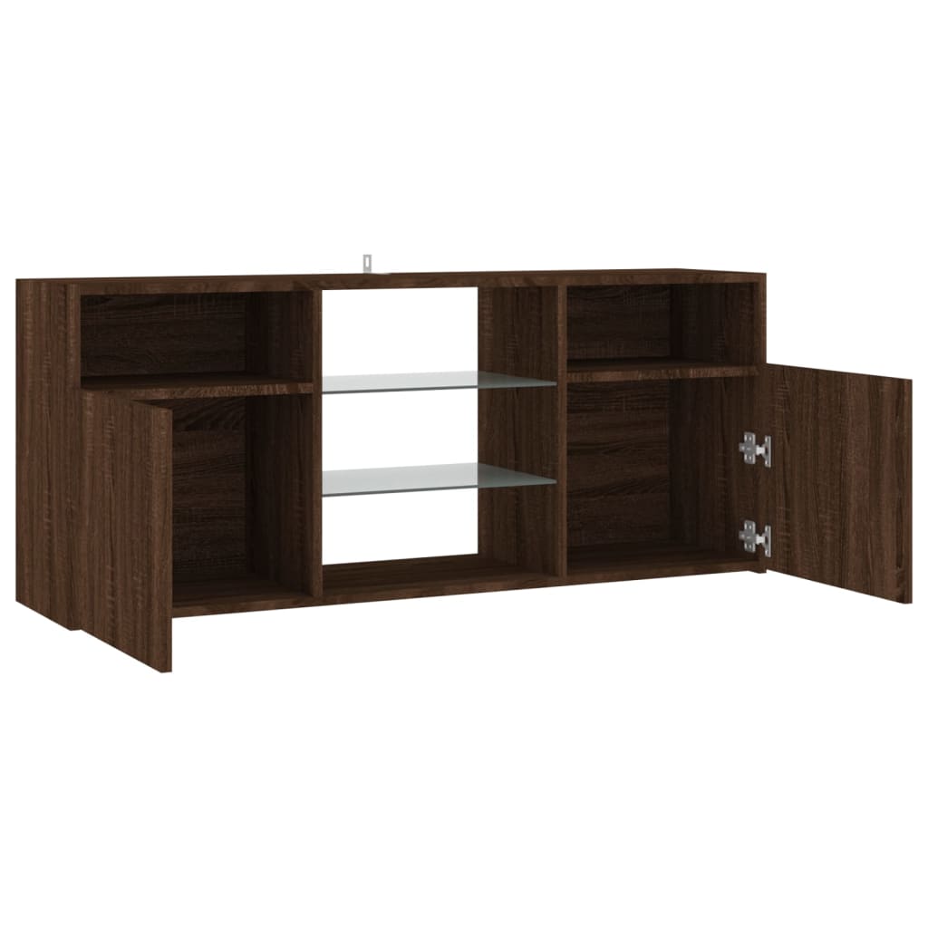 Tv-meubel met LED-verlichting 120x30x50 cm bruin eikenkleur is nu te koop bij PeponiXL, paradijselijk wonen!