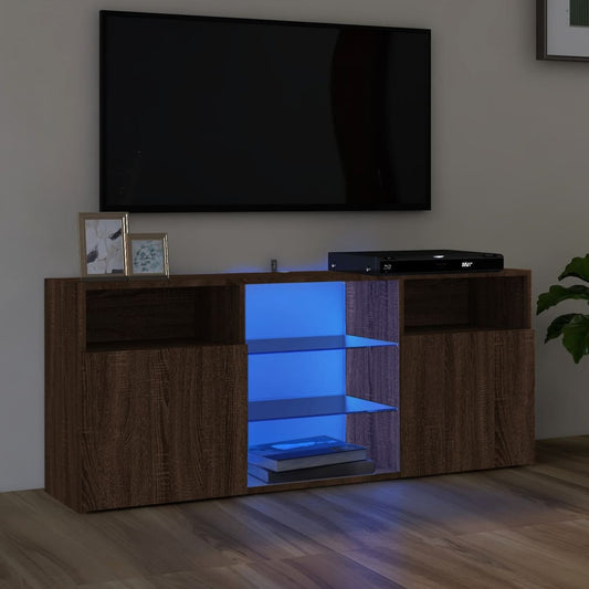 Tv-meubel met LED-verlichting 120x30x50 cm bruin eikenkleur is nu te koop bij PeponiXL, paradijselijk wonen!