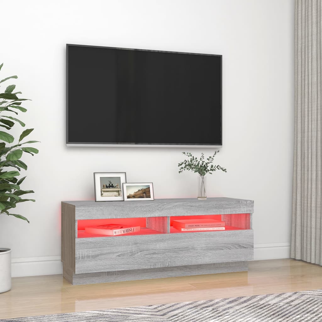 Tv-meubel met LED-verlichting 100x35x40 cm grijs sonoma eiken is nu te koop bij PeponiXL, paradijselijk wonen!