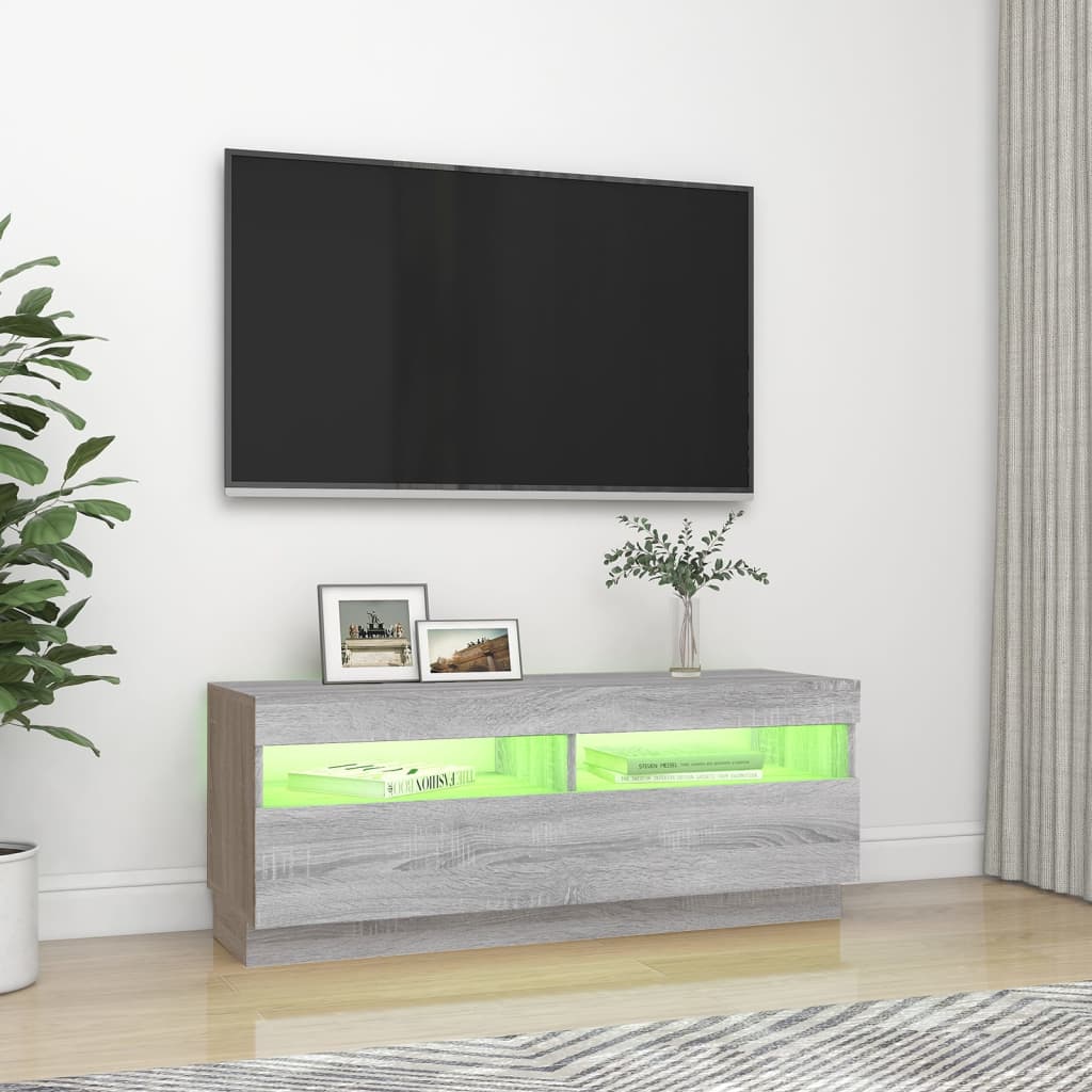 Tv-meubel met LED-verlichting 100x35x40 cm grijs sonoma eiken is nu te koop bij PeponiXL, paradijselijk wonen!