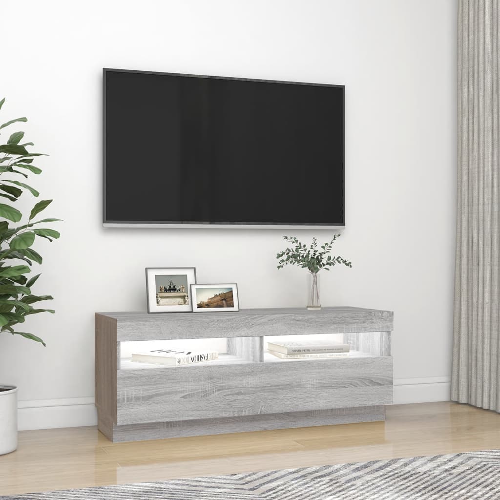 Tv-meubel met LED-verlichting 100x35x40 cm grijs sonoma eiken is nu te koop bij PeponiXL, paradijselijk wonen!