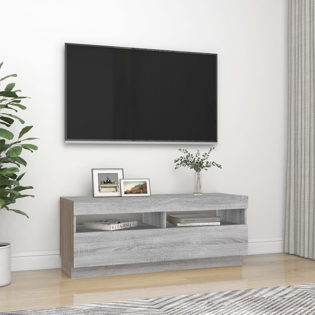 Tv-meubel met LED-verlichting 100x35x40 cm grijs sonoma eiken is nu te koop bij PeponiXL, paradijselijk wonen!